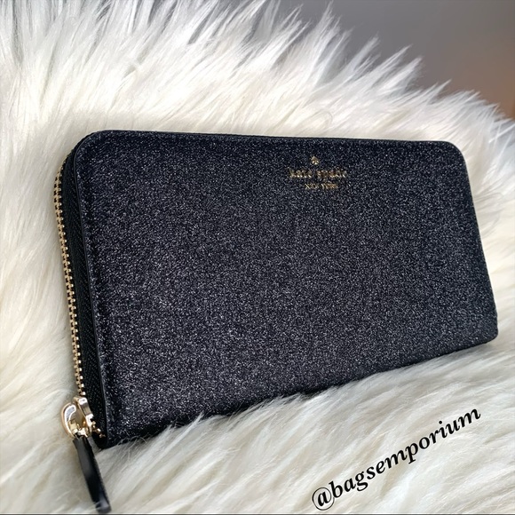 Kate Spade Black Glitter Zip Wallet - Picture 4 of 12